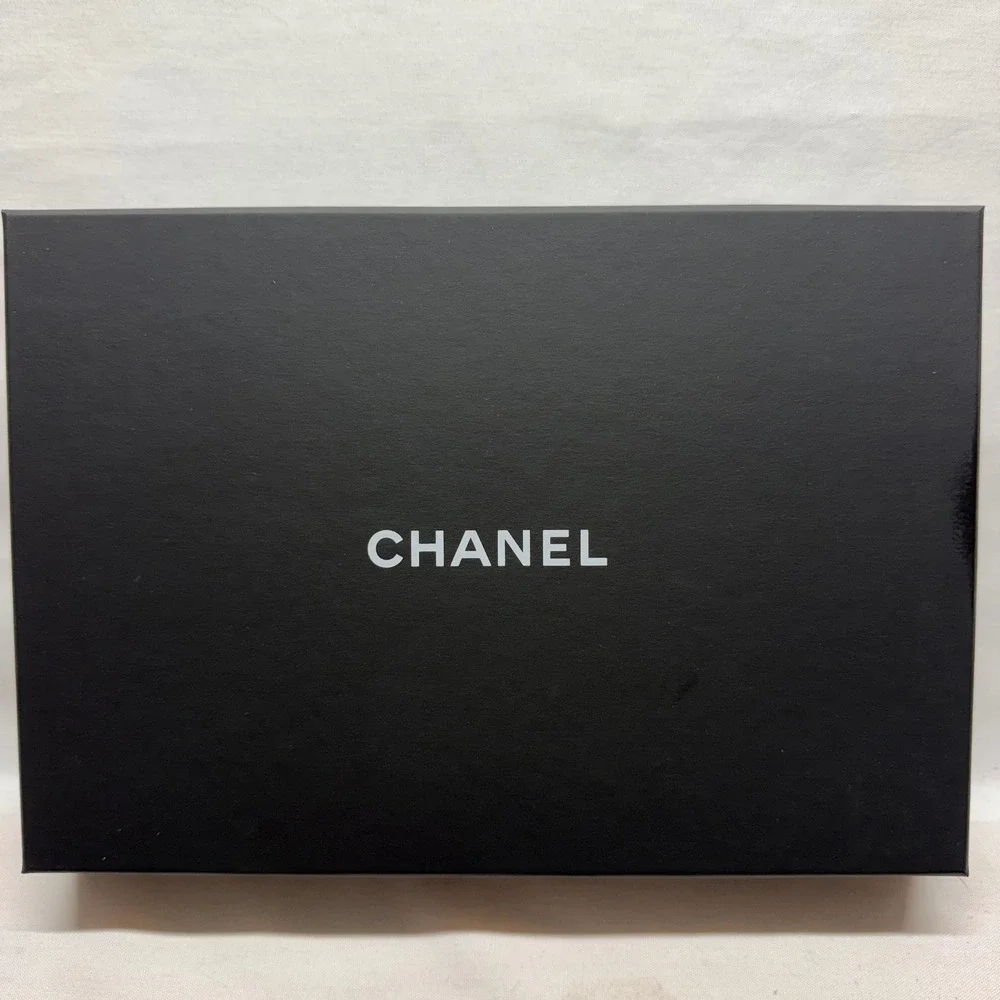 CHANEL Gift Box 10.5x7x2 Black White Camellia Flower Ribbon Luxury Packaging